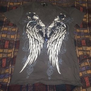 Gray and Blue Angel Wing Shirt